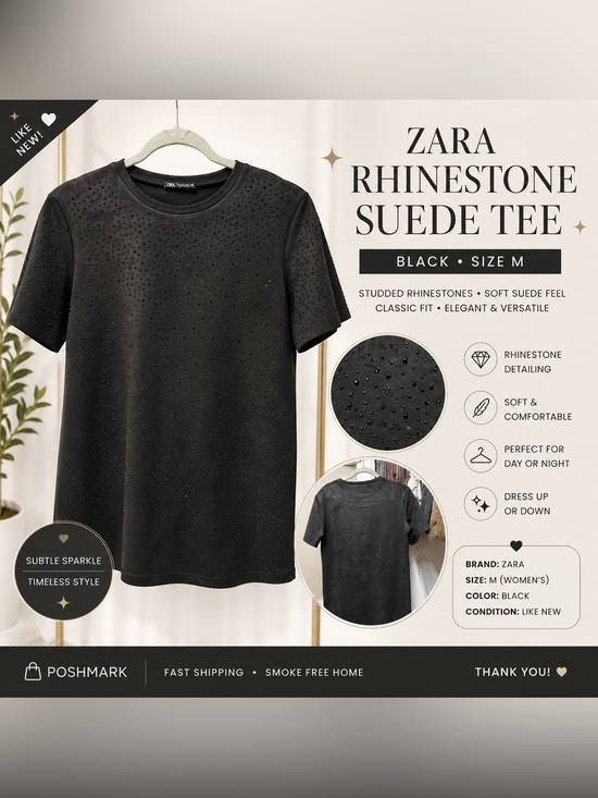 Zara Dresses & Skirts - Zara Black Crewneck Top with Subtle Texture